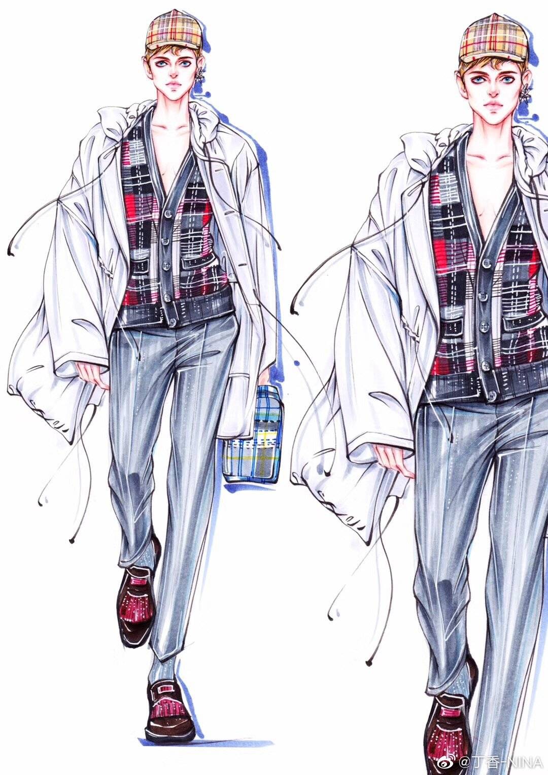 时装绘画 服装设计 手绘 插画师@丁香–NINA
